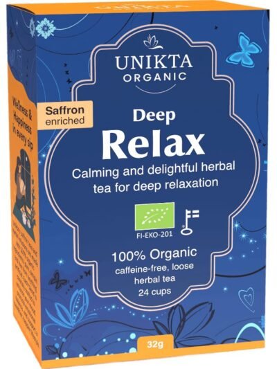 Unikta Deep Relax organic herbal tea enriched with saffron