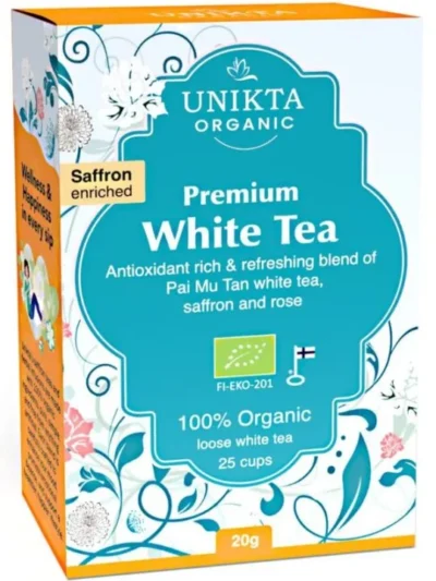 Premium White Tea, Unikta Saffron Enriched Pai Mu Tan White Tea