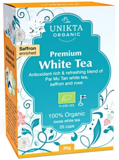 Premium White Tea, Unikta Saffron Enriched Pai Mu Tan White Tea